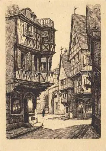 AK / Ansichtskarte  COLMAR 68 Haut-Rhin Partie in der Altstadt Schaedelgasse Dessin par Klippstiehl Kuenstlerkarte