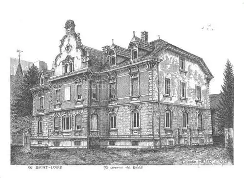 AK / Ansichtskarte  Saint-Louis  Alsace 68 St Ludwig Elsass Bâtiment des douanes construit en 1900 Maison Kellerhals Dessin de Célestin Meder Kuenstlerkarte