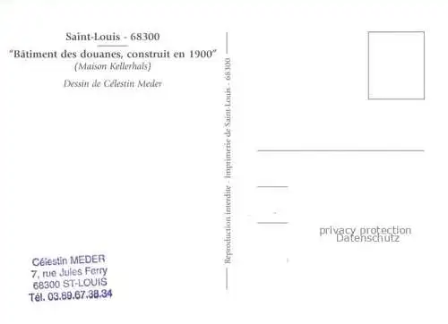AK / Ansichtskarte  Saint-Louis  Alsace 68 St Ludwig Elsass Bâtiment des douanes construit en 1900 Maison Kellerhals Dessin de Célestin Meder Kuenstlerkarte