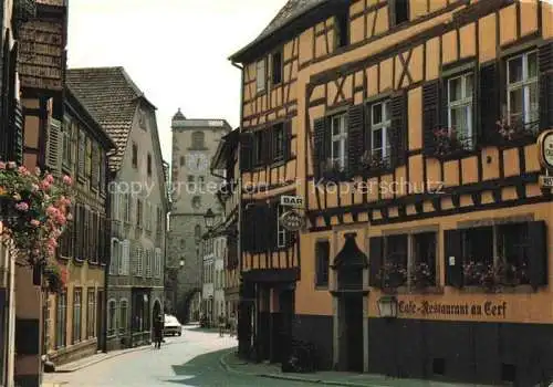 AK / Ansichtskarte  Ribeauville Rappoltsweiler 68 Haut Rhin Vieille maison alsacienne du XVIe siècle Café Restaurant au Cerf Tour des Bouchers