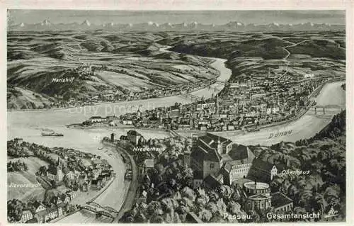 AK / Ansichtskarte  PAssAU Gesamtansicht aus der Vogelperspektive