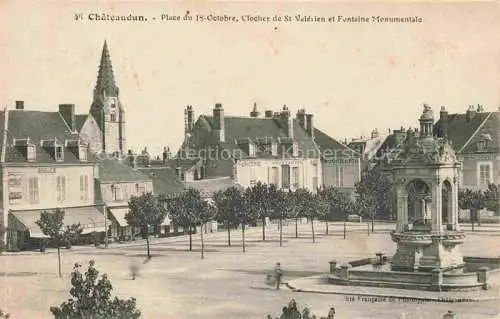 AK / Ansichtskarte  Chateaudun 28 Eure-et-Loir Place du 15 Octobre Clocher de St Vaesien et Fontaine Monumentale