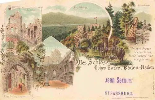 AK / Ansichtskarte  BADEN-BADEN Altes Schloss Hohen Baden Eingang Galerie Felsenbruecke Rittersaal