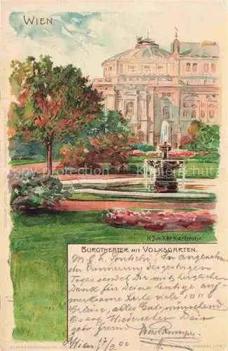 AK / Ansichtskarte  Junker H. Kuenstlerlitho Wien Burgtheater mit Volksgarten