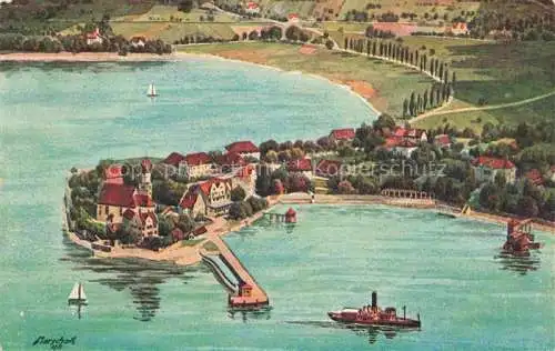 AK / Ansichtskarte  Marschall J. Kuenstlerkarte Hotel Pension Krone Wasserburg Bodensee