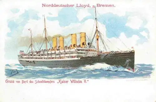 AK / Ansichtskarte  Dampfer Oceanliner Norddeutscher Lloyd Bremen Kaiser Wilhelm 2 Litho