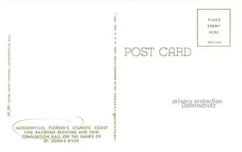AK / Ansichtskarte  Jacksonville Florida USA Atlantic Coast Line Railroad Building New Convention Hall St. John's River aerial view