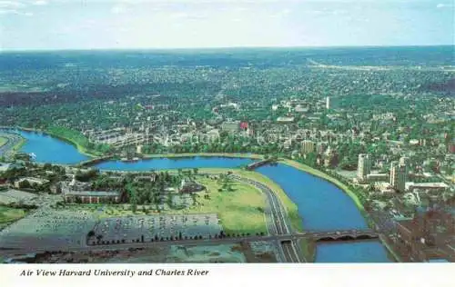 AK / Ansichtskarte  Cambridge Massachusetts USA Aerial view of Harward University and Charles River Harward Business School with Larz-Anderson Bridge