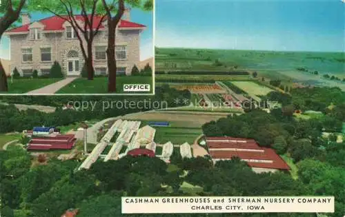 AK / Ansichtskarte  Charles City Iowa USA Aerial view of Sherman Nursery Company and Cashman Greenhouses Office