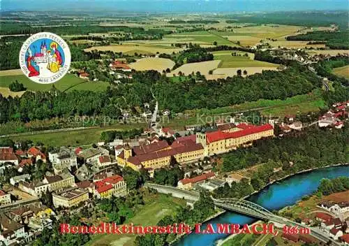 AK / Ansichtskarte  Lambach Traun Oberoesterreich AT Panorama mit Benediktinerstift Lambach