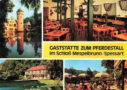 AK / Ansichtskarte  Mespelbrunn Gaststaette zum Pferdestall im Schloss