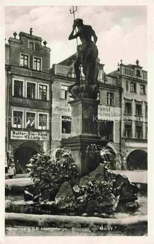 AK / Ansichtskarte  Hirschberg  JELENIA GORA Riesengebirge Schlesien PL Brunnen am Markt