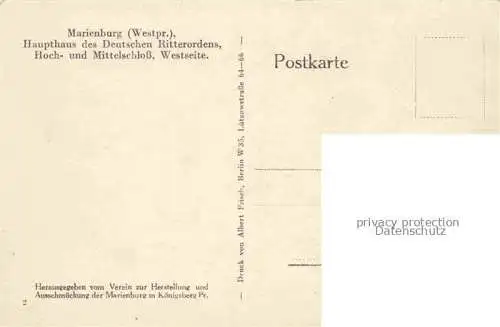 AK / Ansichtskarte  MALBORK Marienburg Westpreussen PL Marienburg Haupthaus Hoch und Mittelschloss