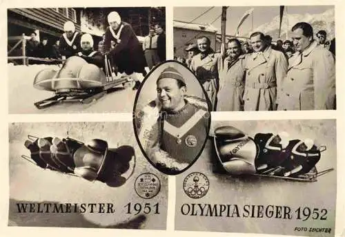 AK / Ansichtskarte  Schlitten Bobsleigh Traineaux-- Weltmeister 1951 Olympiasieger 1952 