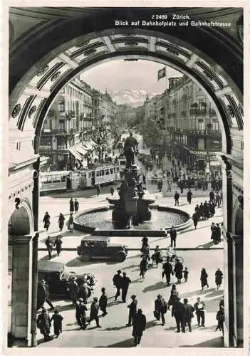 AK / Ansichtskarte  Strassenbahn Tramway-- Zuerich Bahnhofplatz Bahnhofstrasse