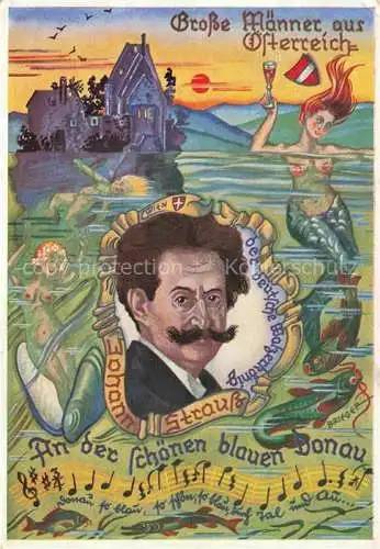 AK / Ansichtskarte  Mermaid Meerjungfrau Johann Strauss 