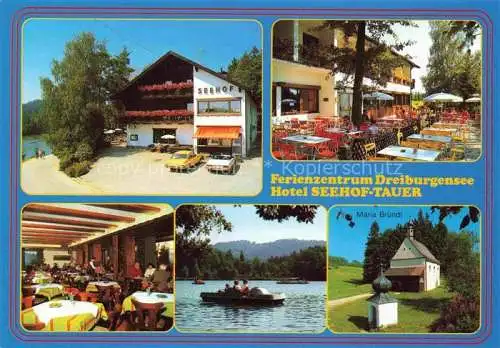 AK / Ansichtskarte  Rothau Dreiburgensee Tittling Bayern Ferienzentrum Dreiburgensee Hotel Seehof-Tauer Restaurant Terrasse Bootfahren Kapelle Maria Bruendl