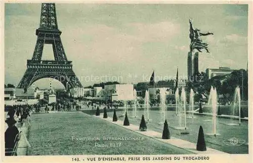 AK / Ansichtskarte  Exposition Internationale Paris 1937 Jardins du Trocadero tour eiffel France