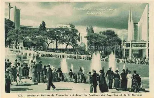 AK / Ansichtskarte  Exposition Internationale Paris 1937 Jardins Bassins du Torocadero Pavillon Pays Bas Norverge 