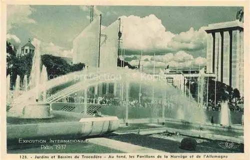 AK / Ansichtskarte  Exposition Internationale Paris 1937 Jardins Bassins Torcadero Pavillons Norvege Allemagne