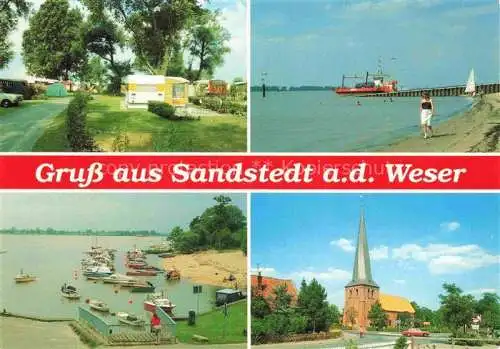 AK / Ansichtskarte  Sandstedt Campingplatz Strand Hafen Kirche