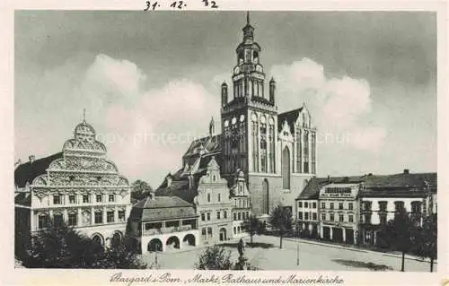 AK / Ansichtskarte  Stargard Pommern SZCZECINSKI PL Markt Rathaus und Marienkirche