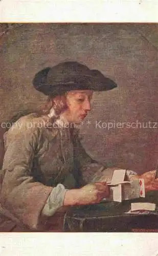 AK / Ansichtskarte  Chardin Jean-Baptiste-Simeon Kuenstlerkarte Kartenspiel