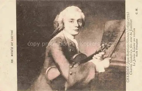 AK / Ansichtskarte  Chardin Jean-Baptiste-Simeon Kuenstlerkarte Charles Godefroy fils aine du Joaillier Le Jeune homme au violon