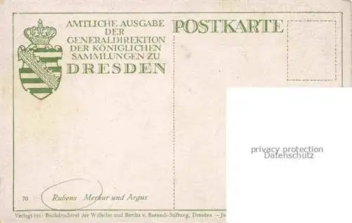 AK / Ansichtskarte  RUBENS Paul-Peter Pierre-Paul Kuenstlerkarte Merkur und Argut 