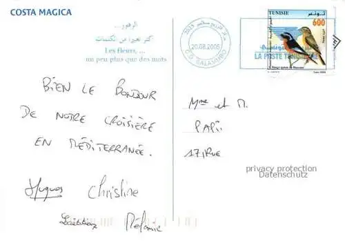 AK / Ansichtskarte  Schiffe Oceanliner Costa magica Les Fleurs Tunis