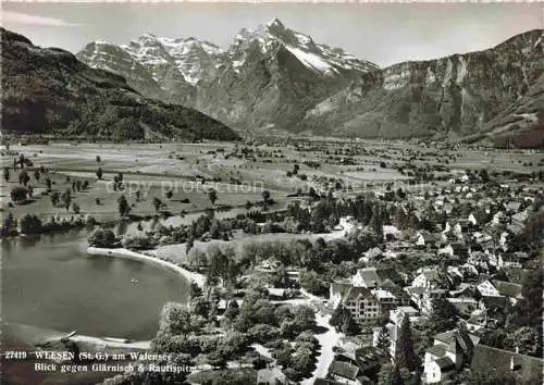 AK / Ansichtskarte  Weesen  Walensee SG Fliegeraufnahme mit Blick gegen Glaernisch und Rautspitze