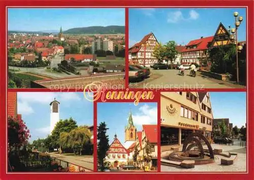 AK / Ansichtskarte  Renningen Stadtpanorama Ortszentrum Fachwerkhaeuser Kirche Brunnen