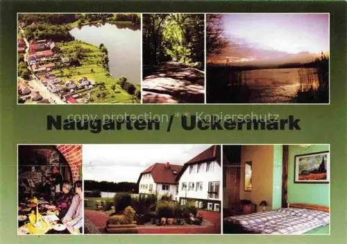 AK / Ansichtskarte  Naugarten Luftaufnahme Waldweg Hotel Restaurant Fremdenzimmer Partie am Wasser