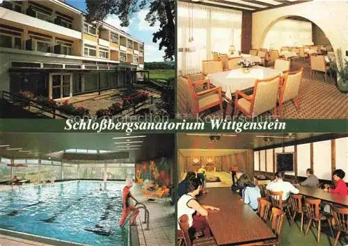 AK / Ansichtskarte  Laasphe BAD LAASPHE Schlossbergsanatorium Wittgenstein Restaurant Hallenbad Kebelbahn