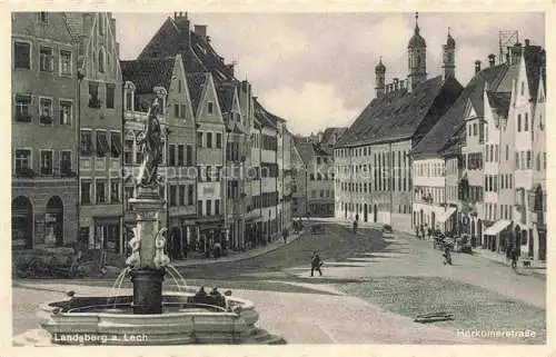 AK / Ansichtskarte  Landsberg Lech Bayern Herkomerstrasse Brunnen