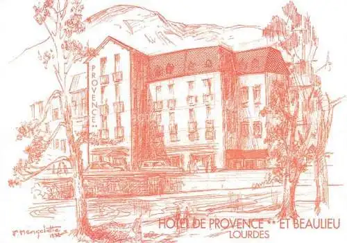 AK / Ansichtskarte  LOURDES 65 Hôtel de Provence et beaulieu Dessin Kuenstlerkarte