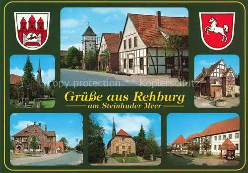 AK / Ansichtskarte  Rehburg Bad Teilansichten Kirche Fachwerkhaus Wappen