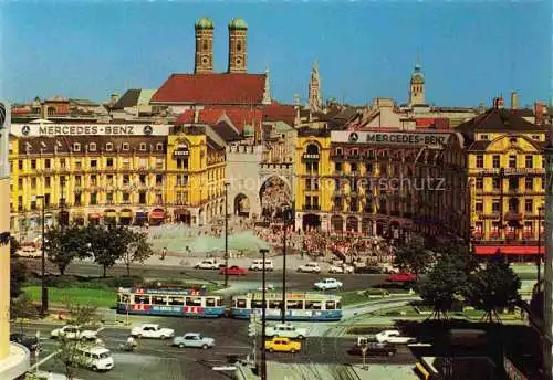 AK / Ansichtskarte  Strassenbahn Tramway-- Muenchen Karlsplatz Karlstor Frauenkirche