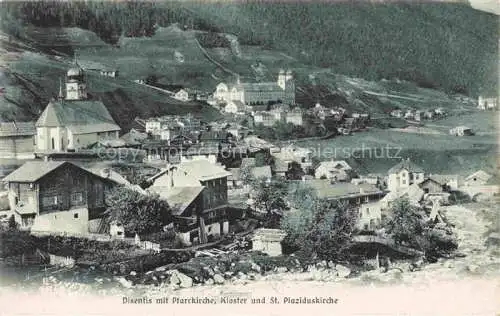 AK / Ansichtskarte  Disentis GR mit Pfarrkirche Kloster und St Plaziduskirche