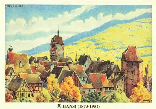 AK / Ansichtskarte  Hansi  Waltz J J Kuenstlerkarte Alsace Elsass Riquewihr Vue generale Ville