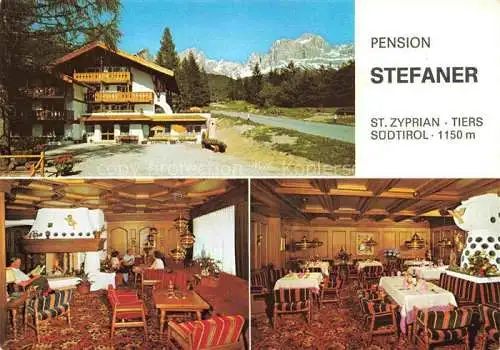 AK / Ansichtskarte  St Zyprian San Cipriano 1085m Dolomiti IT Pension Stefaner Gastraum