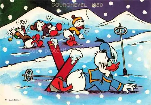 AK / Ansichtskarte  Comic Bande Dessinee BD Fumetto-- Disney Walt Donald Duck Tick Trick Track Skifahren 