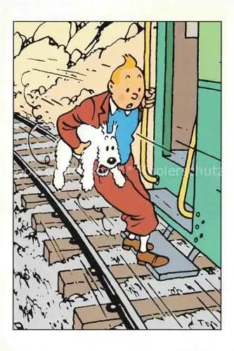 AK / Ansichtskarte  Comic Bande Dessinee BD Fumetto-- Tintin Hund Schienen