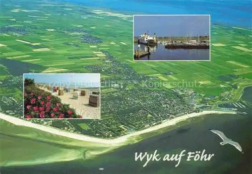 AK / Ansichtskarte  WYK  FoeHR Nordfriesland Fliegeraufnahme Hafen Strand