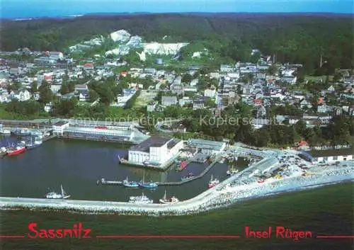 AK / Ansichtskarte  SAssNITZ Ostseebad Ruegen Panorama Ostseebad Hafen