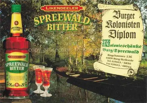 AK / Ansichtskarte  Burg Spreewald Brandenburg Burger Kolonisten Diplom Spreewald Bitter Kolonieschaenke Spreewaldkahn