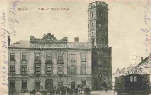 AK / Ansichtskarte  Menin Meenen West-Vlaanderen Belgie Hotel de Ville et Beffroi