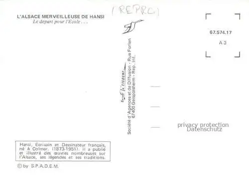 AK / Ansichtskarte  Hansi  Waltz J J Kuenstlerkarte Alsace Elsass Le depart pour Ecole