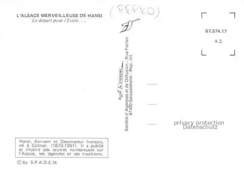 AK / Ansichtskarte  Hansi  Waltz J J Kuenstlerkarte Alsace Elsass Le depart pour Ecole