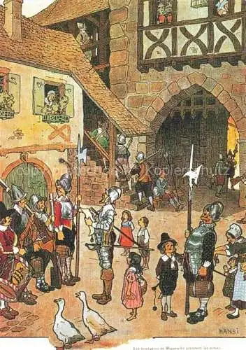 AK / Ansichtskarte  Hansi  Waltz J J Kuenstlerkarte Alsace Elsass Rassemblement des bourgeois de Riquewihr Dolder